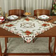 Centro de Mesa Natal Quadrado com Bordado Richelieu 85x85cm - Magia Natural - Dui Design