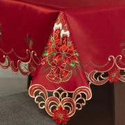 Toalha de Mesa Natal com Bordado Richelieu Quadrada 4 Lugares 160x160cm - Magia Vermelho - Dui Design