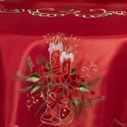 Toalha de Mesa Natal com Bordado Richelieu Redonda 175cm - Magia Vermelho - Dui Design