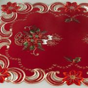 Jogo Americano Natal 4 Lugares (4 peas) com Bordado Richelieu 35x50cm - Magia Vermelho - Dui Design