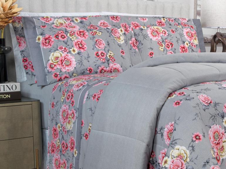 Jogo de Cama King 150 fios - Maiara Cinza - Dui Design