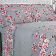 Kit: 1 Cobre-leito Casal + 2 Porta-travesseiros 150 fios - Maiara Cinza - Dui Design