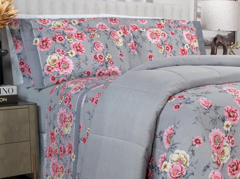 Edredom Queen 150 fios - Maiara Cinza - Dui Design