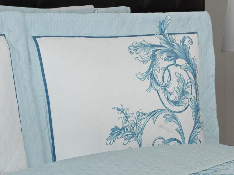 Kit: 1 Cobre-leito Solteiro + 1 porta-travesseiro Cetim 300 fios - Maison Azul - Dui Design