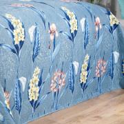 Kit: 1 Cobre-leito Queen Bouti de Microfibra Ultrasonic Estampada + 2 Porta-travesseiros - Malta Indigo - Dui Design