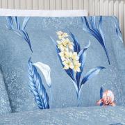 Kit: 1 Cobre-leito Queen Bouti de Microfibra Ultrasonic Estampada + 2 Porta-travesseiros - Malta Indigo - Dui Design