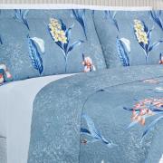 Kit: 1 Cobre-leito Queen Bouti de Microfibra Ultrasonic Estampada + 2 Porta-travesseiros - Malta Indigo - Dui Design