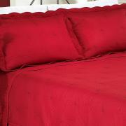 Kit: 1 Cobre-leito Casal Bouti Bordada de Microfibra + 2 Porta-travesseiros - Malta Vermelho - Dui Design