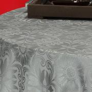 Toalha de Mesa Fcil de Limpar Redonda 160cm - Mandalay Prata - Dui Design