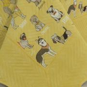 Kit: 1 Cobre-leito Solteiro Kids Bouti de Microfibra PatchWork Ultrasonic + 1 Porta-travesseiro - Many Dogs Amarelo - Dui Design