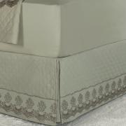Saia para cama Box Matelassada com Bordado Inglês Casal - Marbella Bege - Dui Design