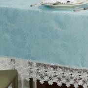 Toalha de Mesa com Bordado Guipir Fácil de Limpar Quadrada 4 Lugares 160x160cm - Margareth Azul e Branco - Dui Design