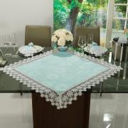 Centro de Mesa com Bordado Guipir Fcil de Limpar 85x85cm Avulso - Margareth Azul e Branco - Dui Design