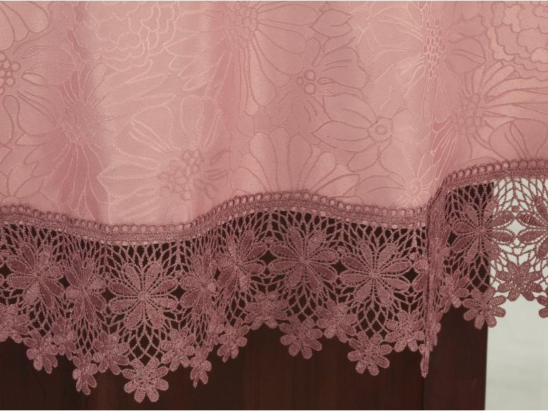 Toalha de Mesa com Bordado Guipir Fácil de Limpar Redonda 180cm - Margareth Rosa Velho - Dui Design