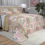 Kit: 1 Cobre-leito Queen Bouti de Microfibra Ultrasonic Estampada + 2 Porta-travesseiros - Margot Vintage - Dui Design