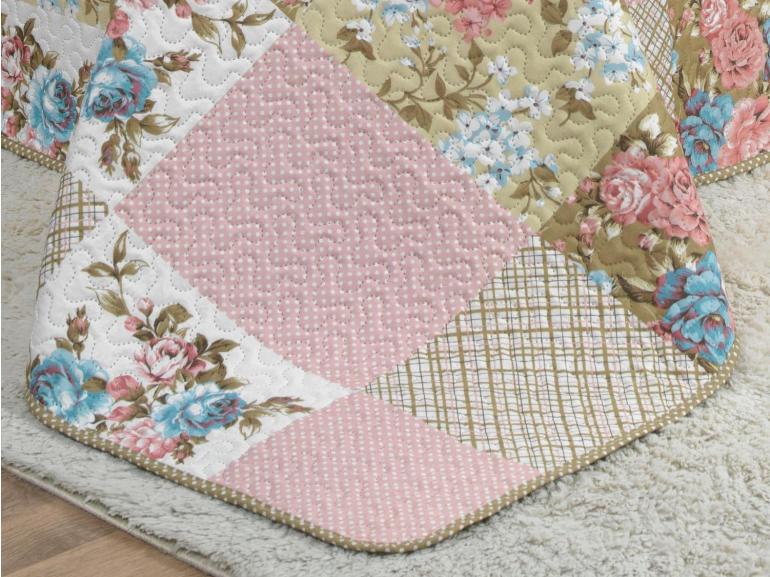 Kit: 1 Cobre-leito Queen Bouti de Microfibra Ultrasonic Estampada + 2 Porta-travesseiros - Margot Vintage - Dui Design