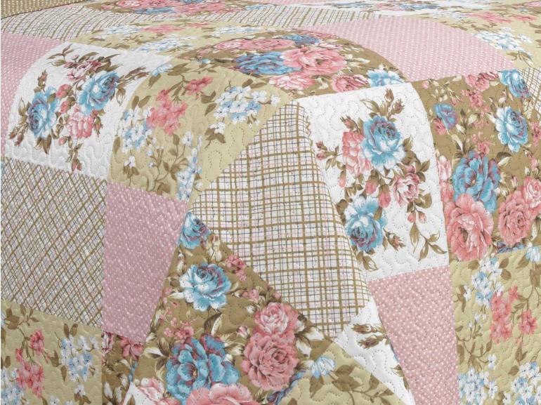 Kit: 1 Cobre-leito Queen Bouti de Microfibra Ultrasonic Estampada + 2 Porta-travesseiros - Margot Vintage - Dui Design