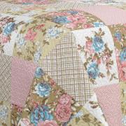 Kit: 1 Cobre-leito Queen Bouti de Microfibra Ultrasonic Estampada + 2 Porta-travesseiros - Margot Vintage - Dui Design