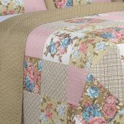 Kit: 1 Cobre-leito Queen Bouti de Microfibra Ultrasonic Estampada + 2 Porta-travesseiros - Margot Vintage - Dui Design