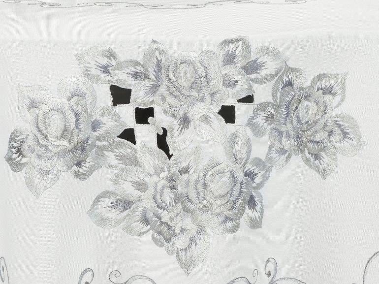 Toalha de Mesa com Bordado Richelieu Redonda 175cm - Margot Branco e Gelo - Dui Design