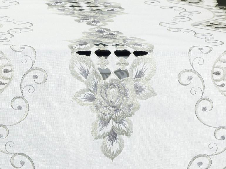 Trilho de Mesa com Bordado Richelieu 45x170cm Avulso - Margot Branco e Gelo - Dui Design