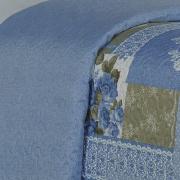 Kit: 1 Cobre-leito Casal Bouti de Microfibra Ultrasonic Estampada + 2 Porta-travesseiros - Marion Azul - Dui Design