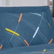 Kit: 1 Cobre-leito King Bouti de Microfibra Ultrasonic Estampada + 2 Porta-travesseiros - Marley Azul - Dui Design