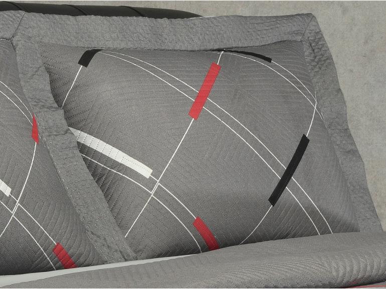 Kit: 1 Cobre-leito Casal Bouti de Microfibra Ultrasonic Estampada + 2 Porta-travesseiros - Marley Cinza - Dui Design