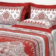 Kit: 1 Cobre-leito Solteiro + 1 Porta-travesseiro 150 fios 100% Algodo - Marrocos Vermelho - Dui Design