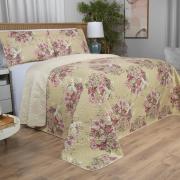 Kit: 1 Cobre-leito King Bouti de Microfibra Ultrasonic Estampada + 2 Porta-travesseiros - Marta Bege - Dui Design