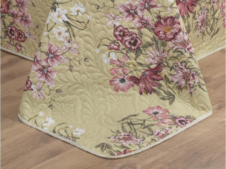 Kit: 1 Cobre-leito King Bouti de Microfibra Ultrasonic Estampada + 2 Porta-travesseiros - Marta Bege - Dui Design