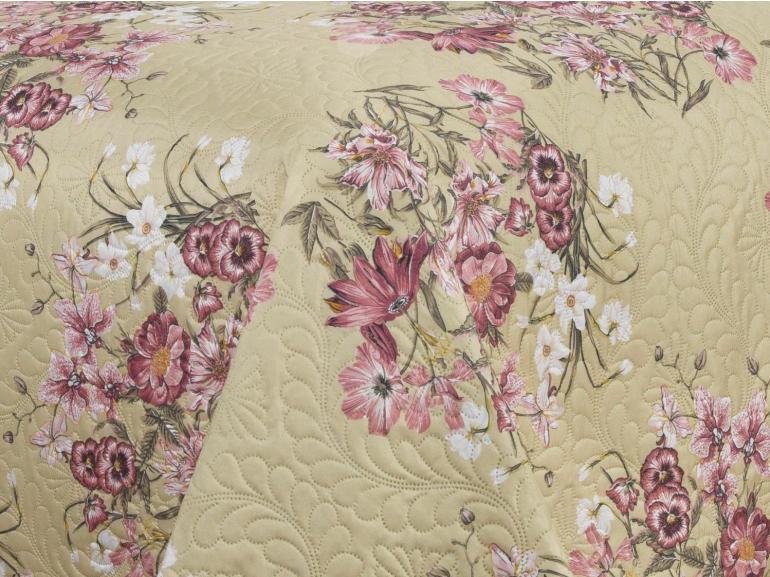 Kit: 1 Cobre-leito King Bouti de Microfibra Ultrasonic Estampada + 2 Porta-travesseiros - Marta Bege - Dui Design