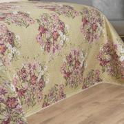 Kit: 1 Cobre-leito King Bouti de Microfibra Ultrasonic Estampada + 2 Porta-travesseiros - Marta Bege - Dui Design