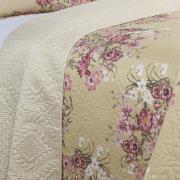 Kit: 1 Cobre-leito King Bouti de Microfibra Ultrasonic Estampada + 2 Porta-travesseiros - Marta Bege - Dui Design