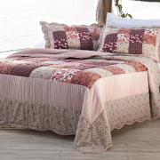 Kit: 1 Cobre-leito Queen PatchWork + 2 Porta-travesseiros - Martinez - Corttex