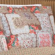 Kit: 1 Cobre-leito King Bouti de Microfibra Ultrasonic Estampada + 2 Porta-travesseiros - Mary Bege e Carmim - Dui Design