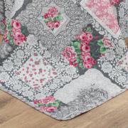 Kit: 1 Cobre-leito King Bouti de Microfibra Ultrasonic Estampada + 2 Porta-travesseiros - Mary Cinza e Rosa - Dui Design