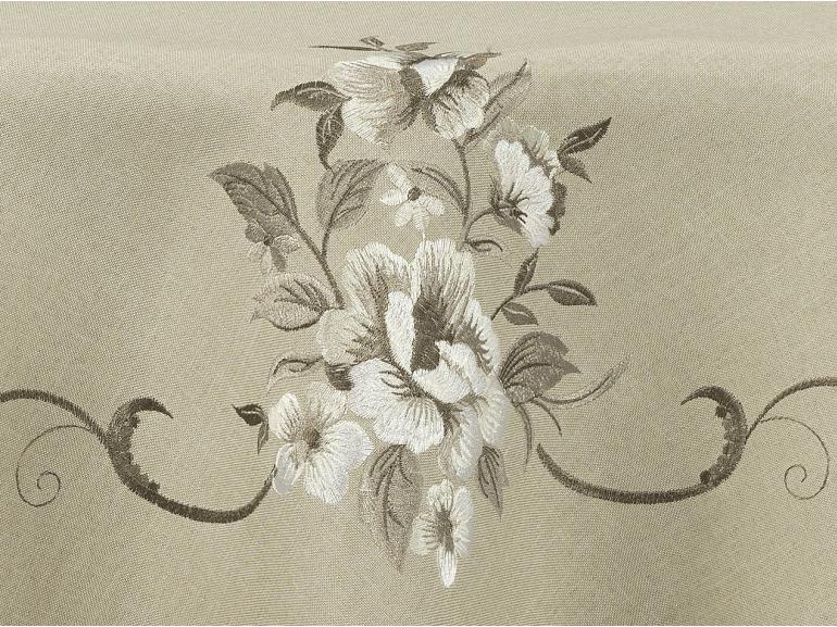 Toalha de Mesa com Bordado Richelieu Redonda 180cm - Mary Bege - Dui Design