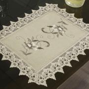 Jogo Americano 4 Lugares (4 peas) com Bordado Richelieu 35x50cm - Mary Bege - Dui Design