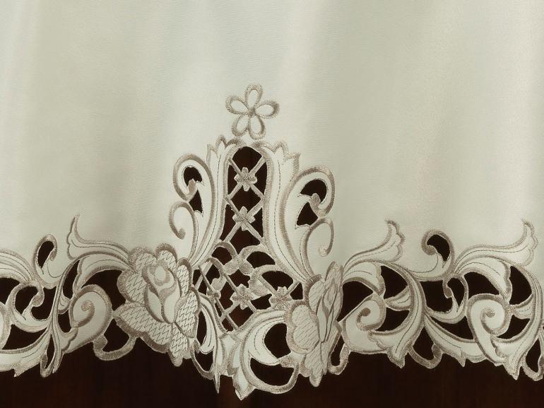 Toalha de Mesa  com Bordado Richelieu Redonda 175cm - Mary Natural Caqui - Dui Design