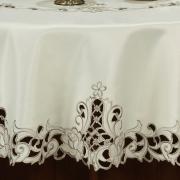Toalha de Mesa  com Bordado Richelieu Redonda 175cm - Mary Natural Caqui - Dui Design