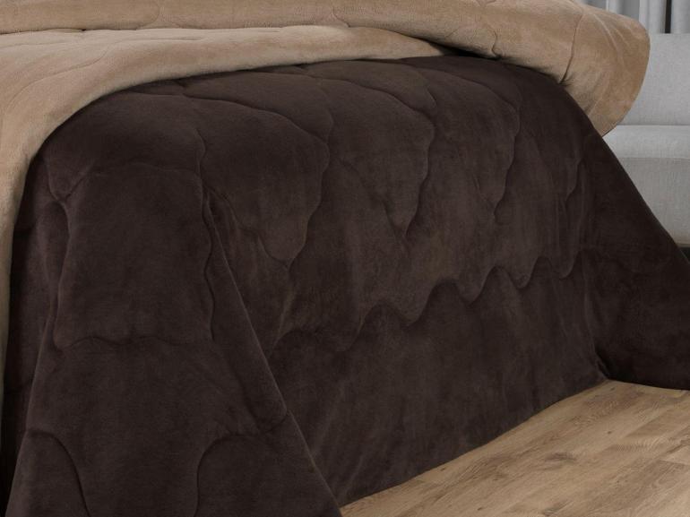 Edredom Solteiro Plush - Maxy Caf� e Bege - Dui Design