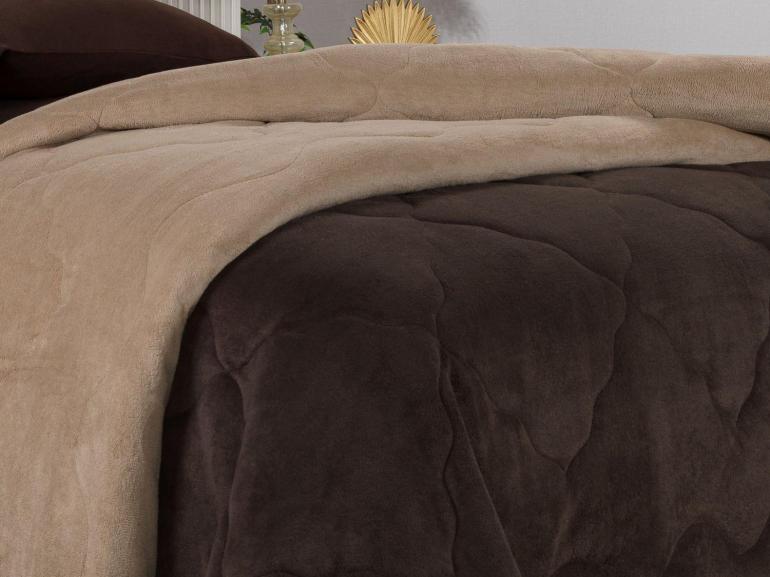 Edredom Solteiro Plush - Maxy Caf� e Bege - Dui Design