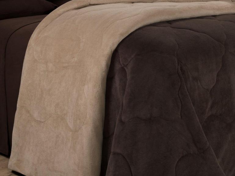 Edredom Solteiro Plush - Maxy Caf� e Bege - Dui Design