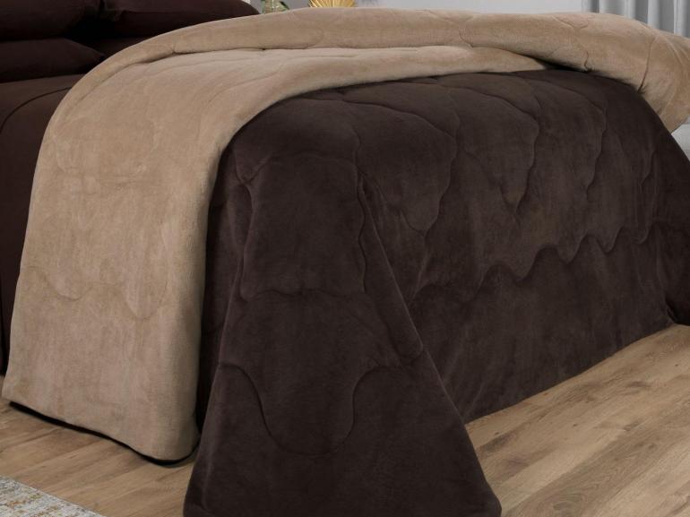 Edredom Solteiro Plush - Maxy Caf� e Bege - Dui Design