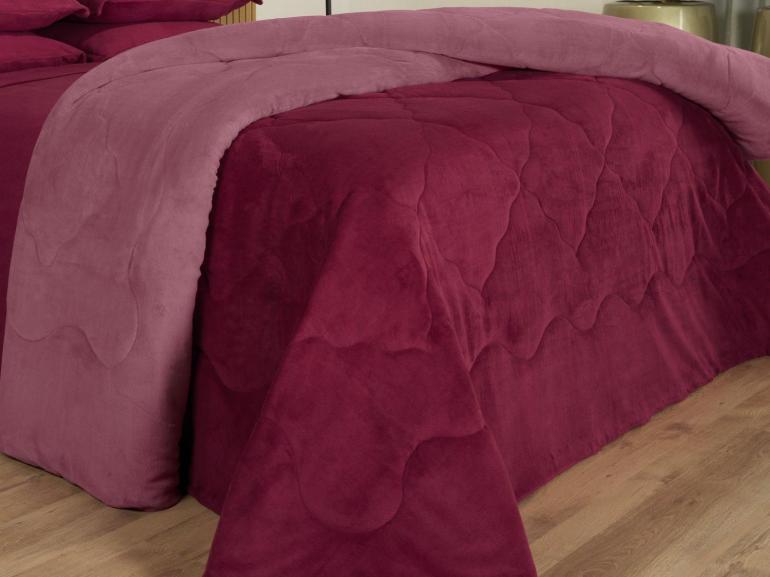 Edredom Casal Plush  - Maxy Cereja e Rosa - Dui Design