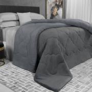 Edredom Casal Plush  - Maxy Grafite e Cinza - Dui Design