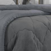 Edredom Casal Plush  - Maxy Grafite e Cinza - Dui Design