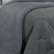 Edredom Casal Plush  - Maxy Grafite e Cinza - Dui Design