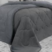 Edredom Casal Plush  - Maxy Grafite e Cinza - Dui Design